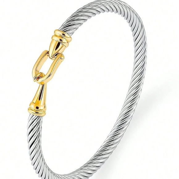 Fashionable Women's Stainless Steel 5mm Cable Wire Bangle - Picture 4 of 12